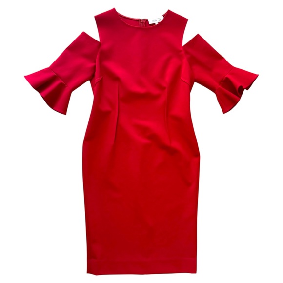 RICKIE FREEMAN for TERI JON Crepe Cold Shoulder Mini Sheath Dress, Size 8 - Picture 11 of 13